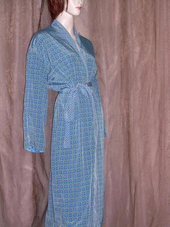 Vintage Reversible Blue Belted Robe M - Picture 3 of 17
